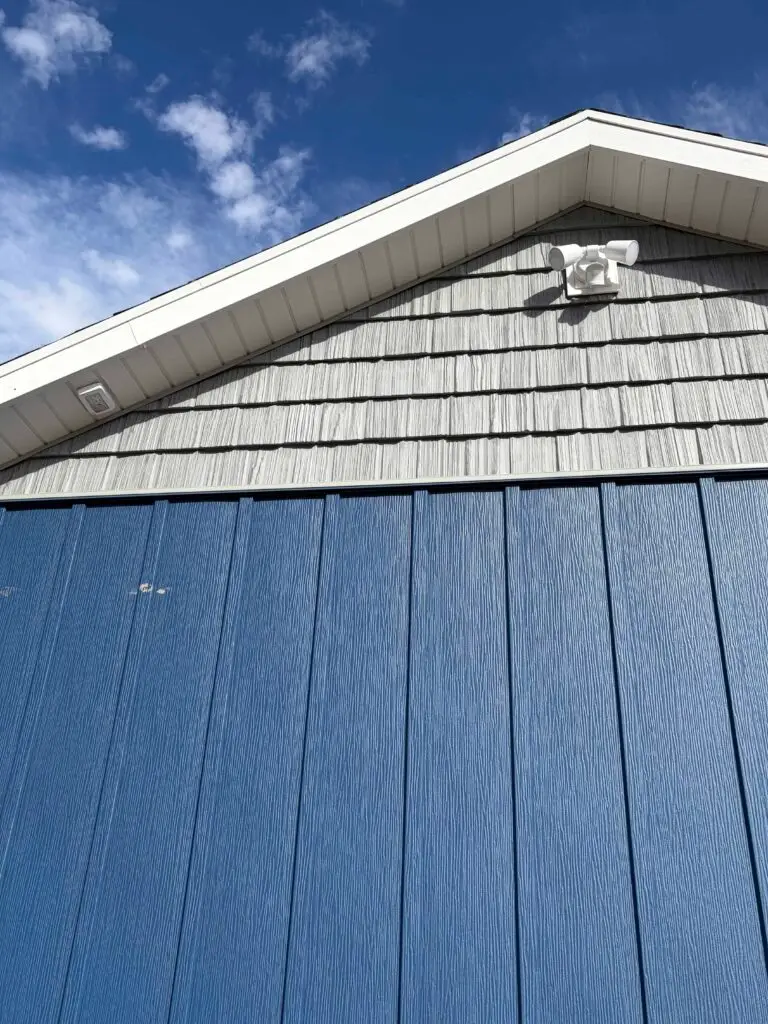 security light installed on an exterior gable