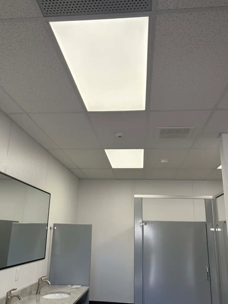 fluorescent lighting installed in a bathroom