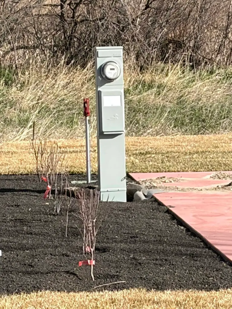 a finished rv pedestal at a campground